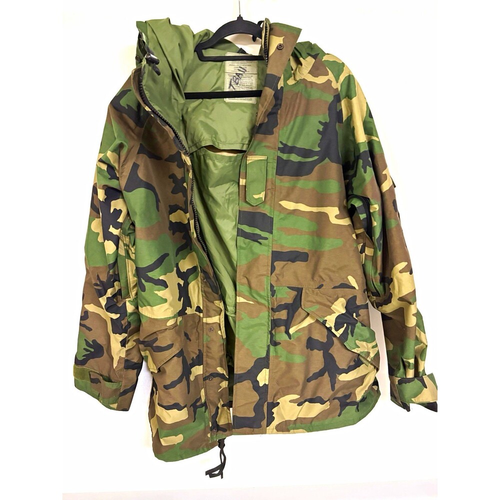 USGI ECWCS Gen 1 Woodland Camo Cold Weather Parka Jacket GoreTex Large Long VTG